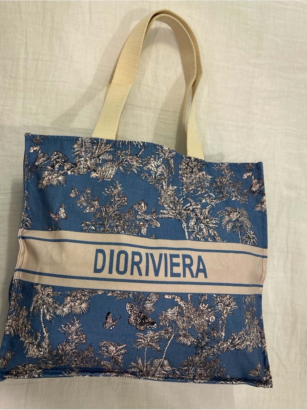 Dior Blue Toile Canvas Tote with Cream Straps GWP - Picture 3 of 4